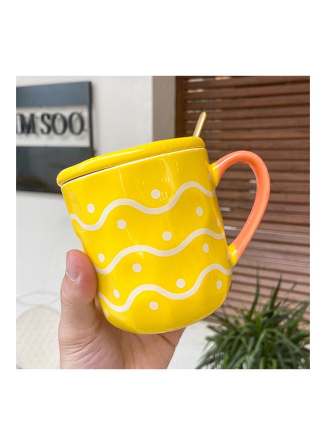 NIBEMINENT Zhongch Ceramic Mug With Lid Yellow 11x11x12.5cm