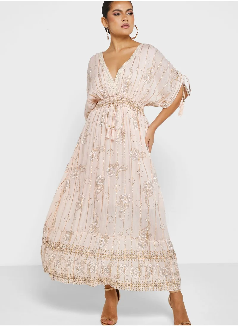 ARABIAN CLOSET Wrap Tie Detail Dress