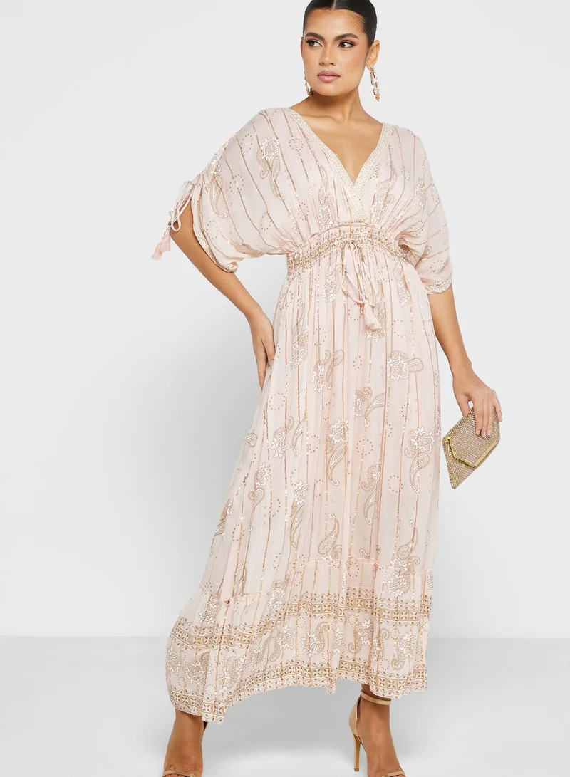 ARABIAN CLOSET Wrap Tie Detail Dress