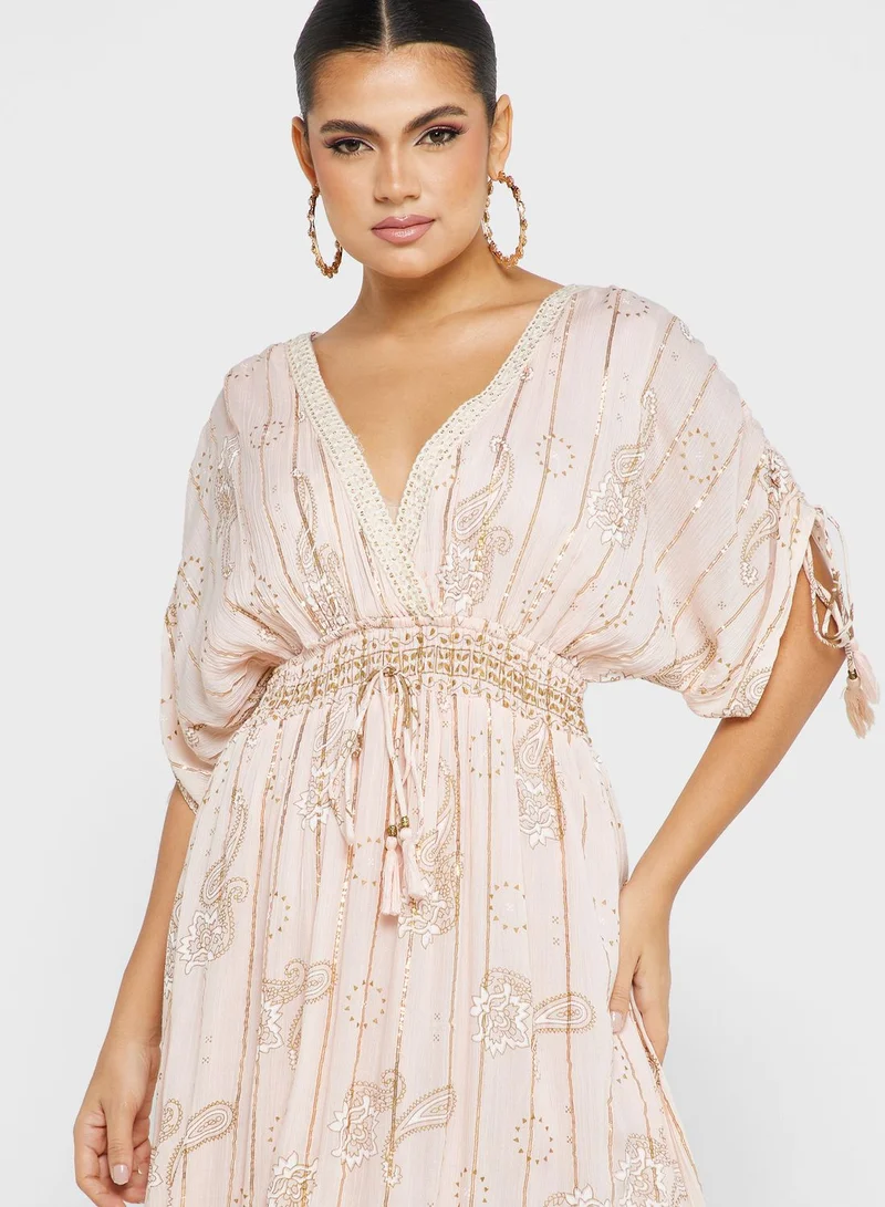 ARABIAN CLOSET Wrap Tie Detail Dress