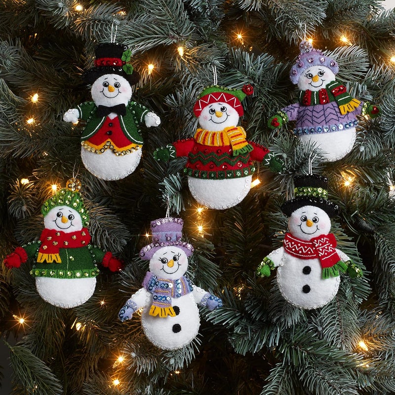 Bucilla, Snow Much Fun Set of 6 Felt Applique Ornament Making Kit, Perfect for DIY Needlepoint Arts and Crafts, 89492E - Image 2