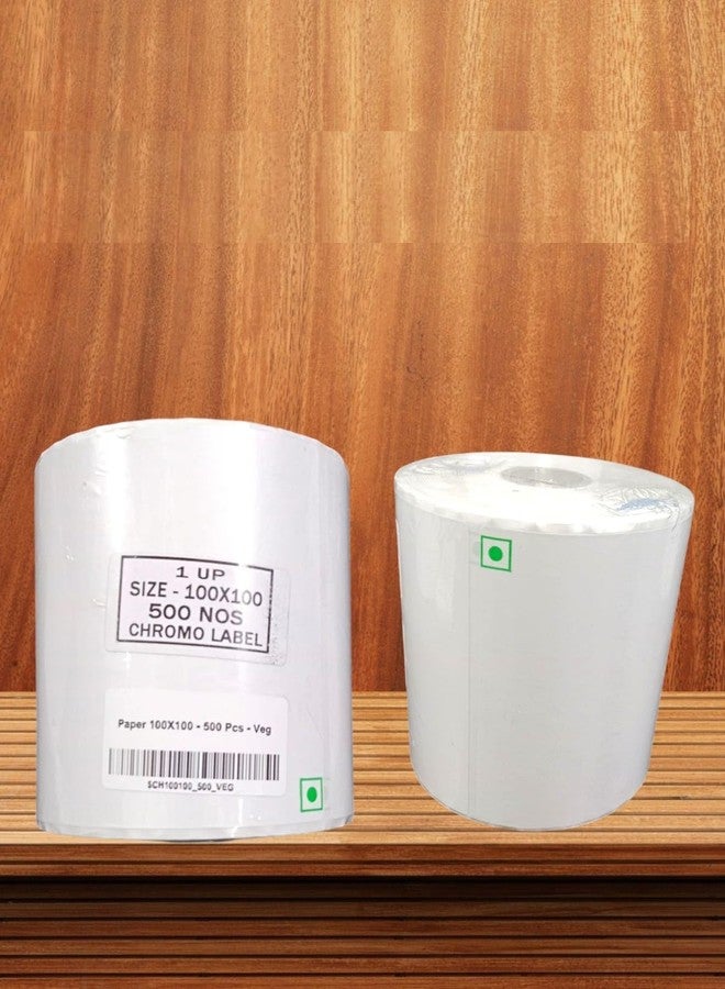 100×100 mm Chromo/Paper Label with Veg Logo Symbol Printed, 1 Up, 1 Roll of 500 Labels - Image 2