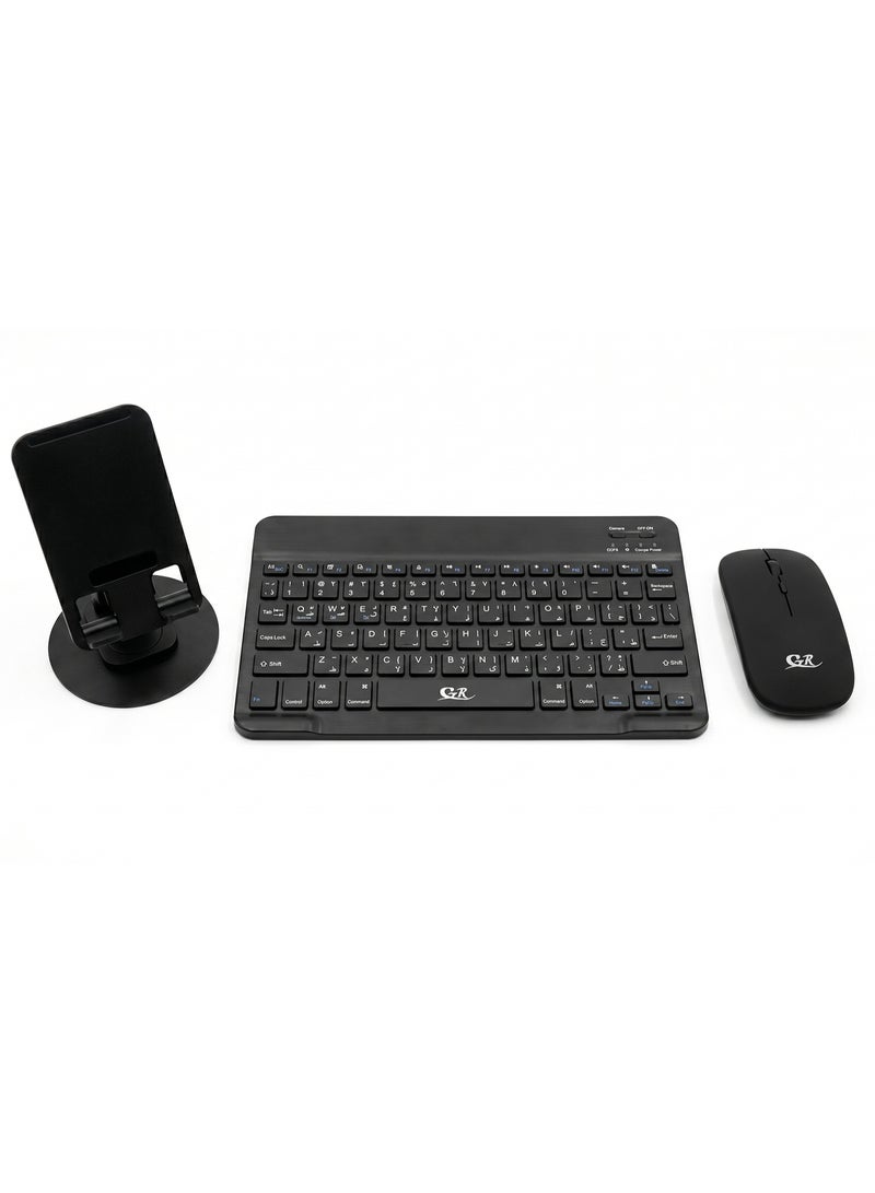 GR computer GR030 3 in 1 Keyboard & Mouse Combo – Bluetooth + Wireless – Rechargeable – Backlit Keyboard – Built-in Stand – Multi-Device Compatible – Black - Image 5