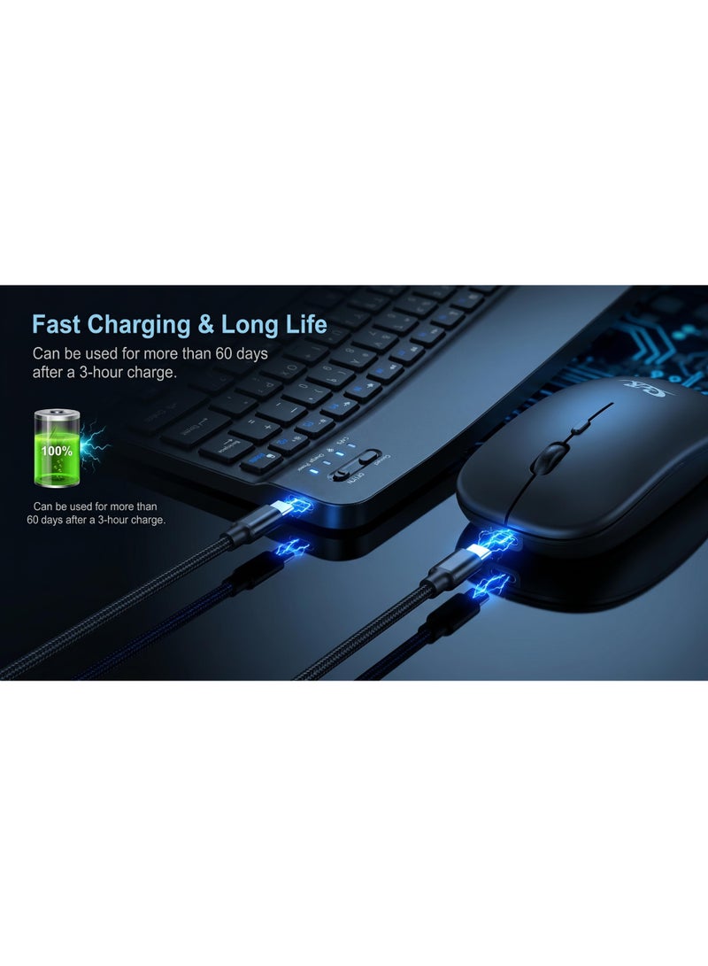 GR computer GR030 3 in 1 Keyboard & Mouse Combo – Bluetooth + Wireless – Rechargeable – Backlit Keyboard – Built-in Stand – Multi-Device Compatible – Black - Image 3