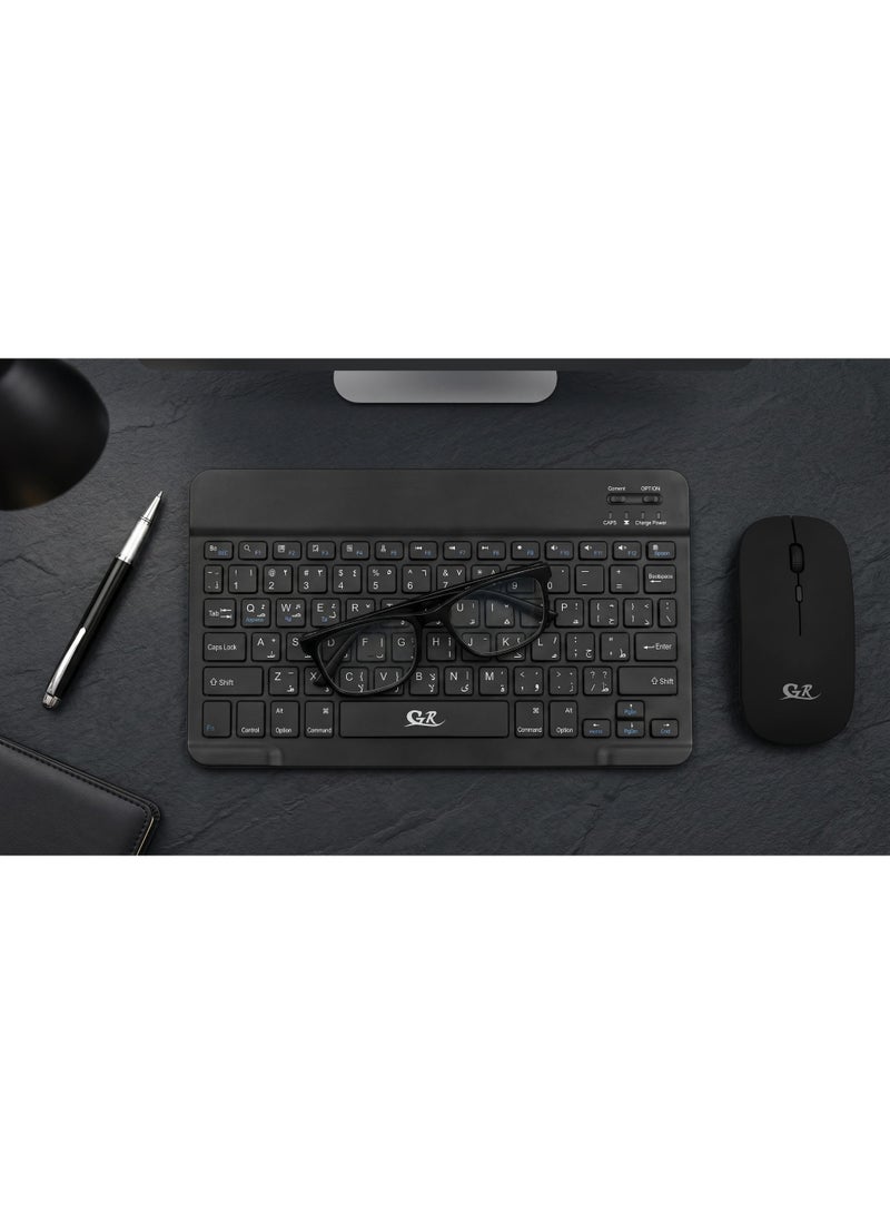 GR computer GR030 3 in 1 Keyboard & Mouse Combo – Bluetooth + Wireless – Rechargeable – Backlit Keyboard – Built-in Stand – Multi-Device Compatible – Black - Image 4