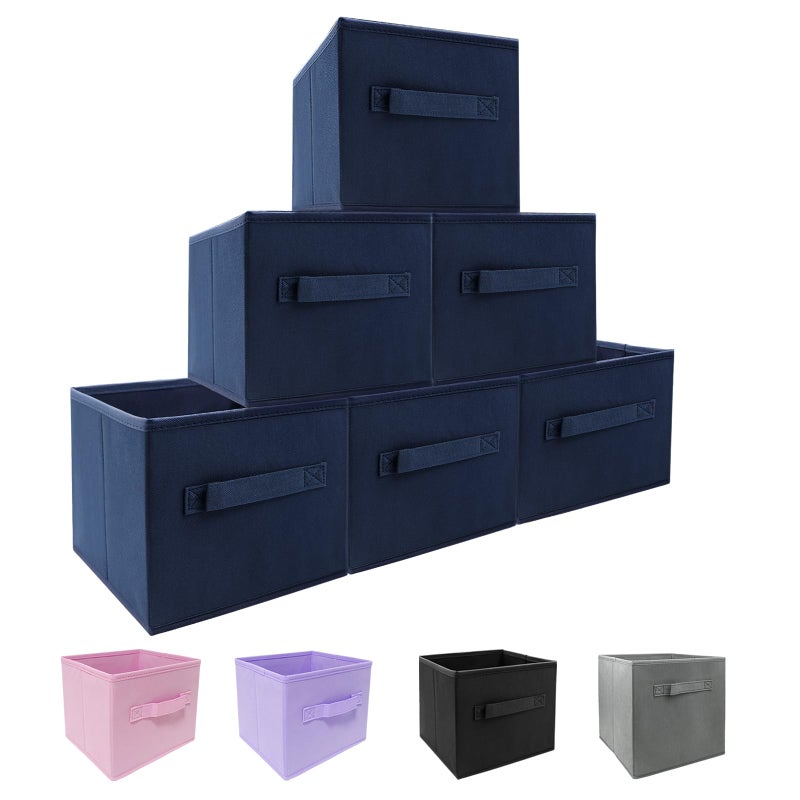 EBIGIC EBIGIC Small Storage BinsCollapsible Fabric Storage Organizer 90x75x75 6 PackMini Storage Boxfit for closet living room bookshelf Kids clothes and toys storage and organization Blue