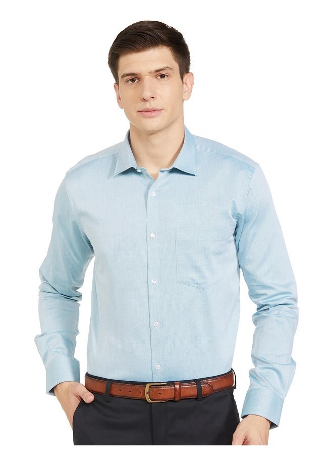 Park Avenue Park Avenue Men's Structure Slim Fit Shirt (PMSX17129-P4_Medium Petrol  - Image 1