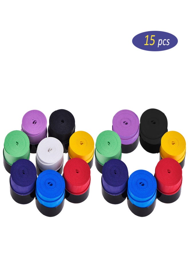 POWERTI 15Pcs Badminton Bat Sweatband Anti-slip Tennis Racket Grips Tape Fishing Rod Sweat Absorbent Strips - Image 5