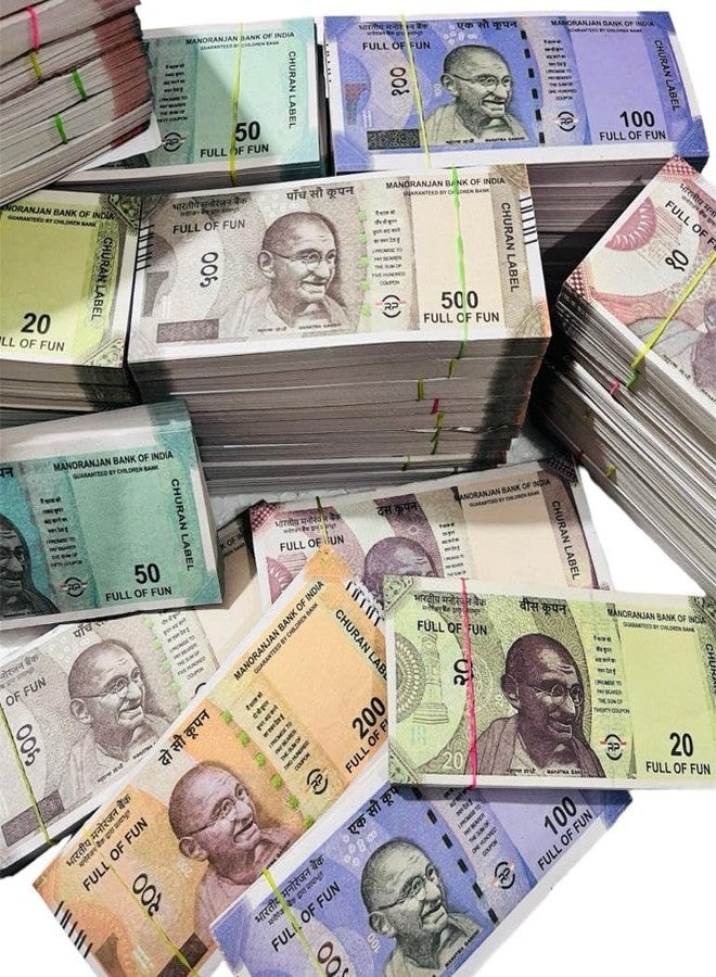 LASERBOT NAKLI Currency (6 X 25=150 Each) for Kids Denomination Learning Money 10 | 20 | 50 | 100 | 200 | 500 Artificial Playing Currency, Learn Money Skills, Fake Money, Dummy Note- Multi Color (150) (150) - Image 1