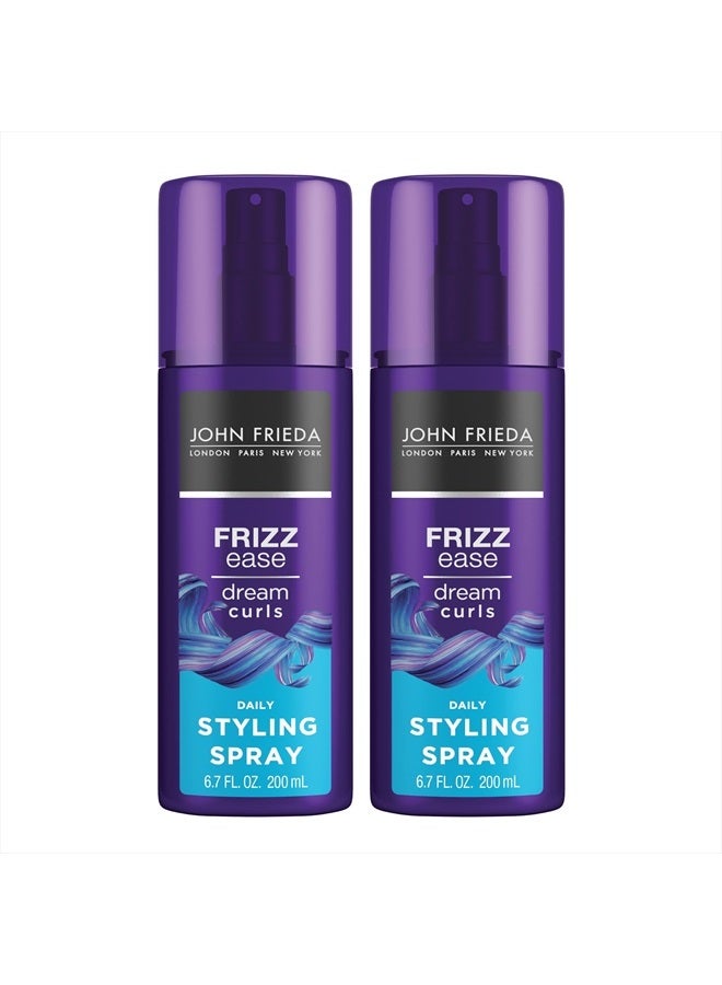 John Frieda Anti Frizz, Frizz Ease Dream Curls Daily Styling Spray for Curly Hair, Magnesium-enriched Formula, Revitalizes Natural Curls, 2-6.7 Oz  - Image 1