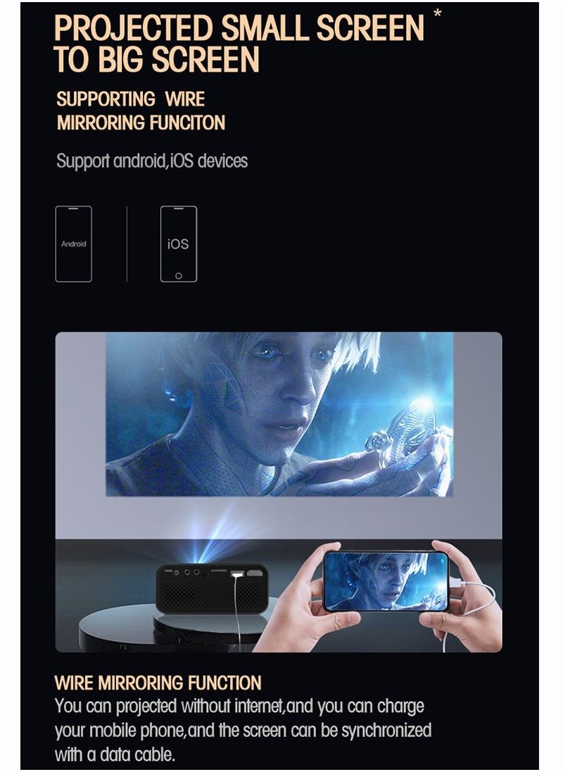 Flash Hawk - Multifunction Mini LED Projector with Remote Control YT500 Black - Image 1