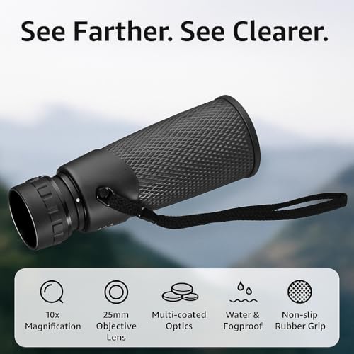 Barska 10x25 Blackhawk Waterproof Monocular – Compact, Fogproof, Multi-Coated Optics, Slip-Resistant Grip, Ideal for Birding, Hiking, Sports, Concerts & Outdoor Use - Image 3