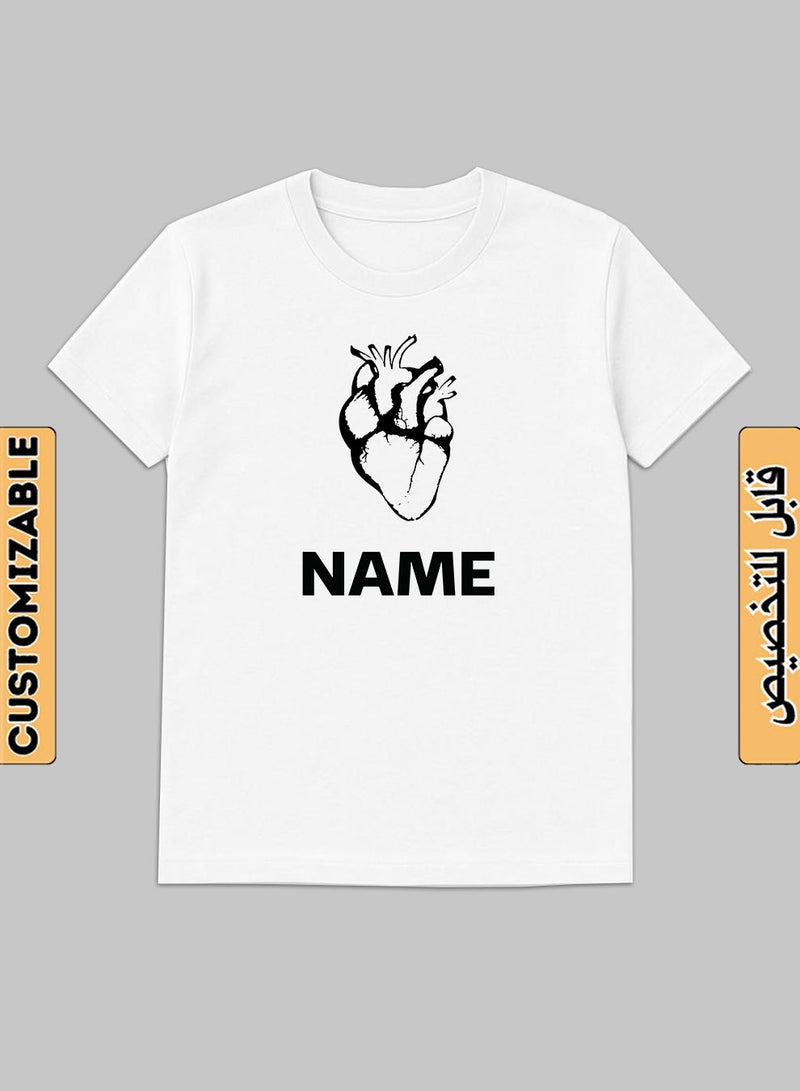 لوحة تيشيرت قطن قابل للتخصيص باسمك مع تصميم قلب - Image 1