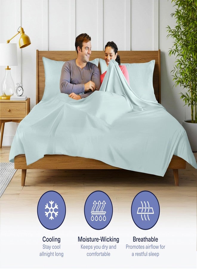 Kickoff Home Kickoff Viscose Bamboo Sheets King Size 4-pc 100% Organic Bamboo Viscose Bed Cooling Sheets King Size Set Cool Bedding for hot Sleepers Sheet, Flat, Fitted, Pillowcases (Coastal Blue,K) - Image 3