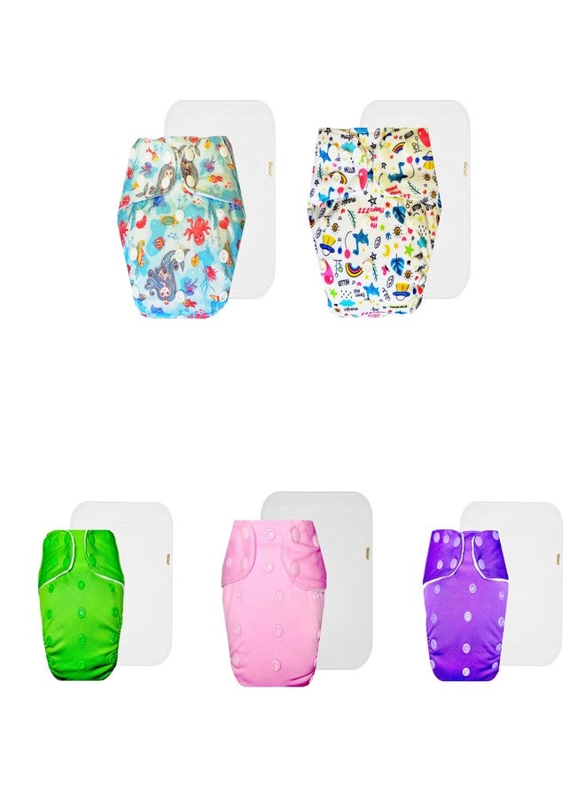 Dumbledo Premium Cloth Diaper with Cotton Insert (Pack of 5) | Soft & Gentle | Breathable | Quick Dry | Trusted by Moms | 3 Months - 3 Years | Unisex Baby - Image 1