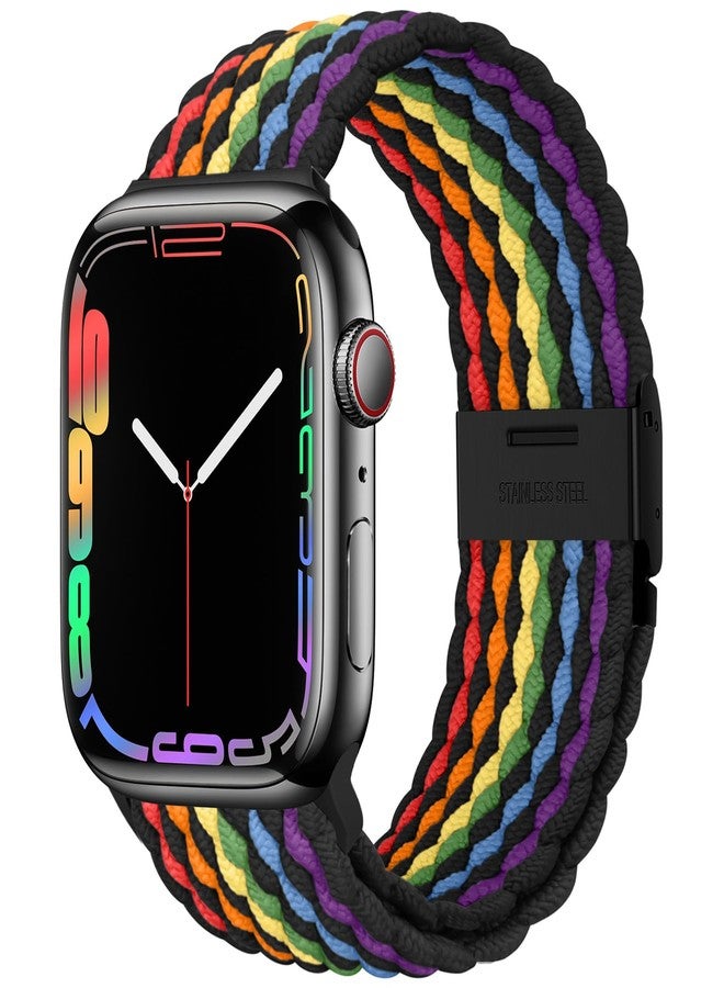 Qimela Compatible with Apple Watch Band 38mm 40mm 41mm 42mm 44mm 45mm 46mm 49mm for Women Men,Sport Solo Loop Strap Stretchy Nylon Braided Wristband for iWatch Series 11 10 9 8 7 6 5 4 SE Ultra 3 2 1 - Image 1