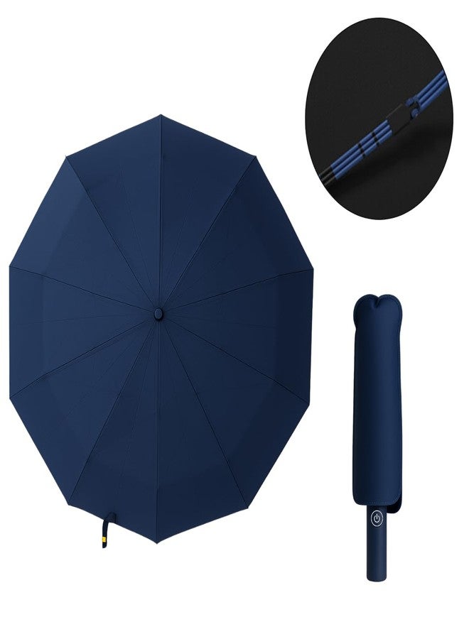 Marmik 3 Fold Auto Open Close Travel Umbrella with Reflective Stripe, Umbrella for Men & Women, Windproof Waterproof Folding Umbrella with 10 Reinforced Ribs, Compact Large Size (Blue) - Image 2