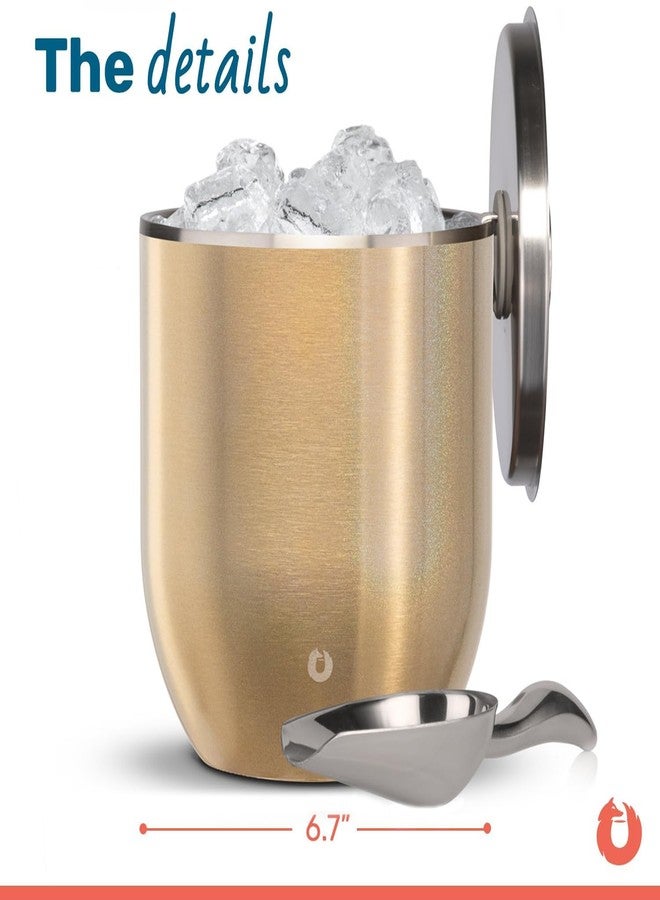 Snowfox Plus - Insulated Ice Bucket with Lid/Scoop, Premium Vacuum Insulated Stainless Steel Ice Buckets for Parties, Ice Box, Home Bar Accessories, Parties Supplies, Bar Decor, 3L, Shimmer Gold - Image 2
