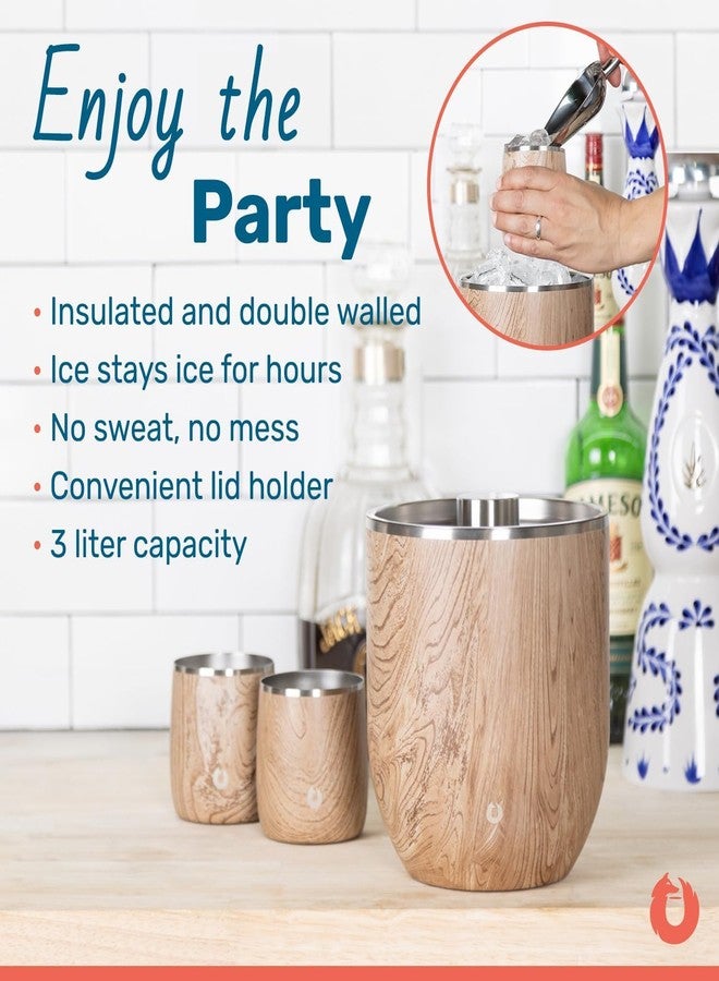 Snowfox Plus - Insulated Ice Bucket with Lid/Scoop, Premium Vacuum Insulated Stainless Steel Ice Buckets for Parties, Ice Box, Home Bar Accessories, Parties Supplies, Bar Decor, 3L, Shimmer Gold - Image 3