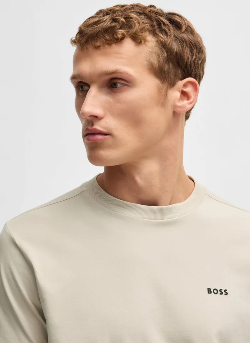 BOSS Regular-fit T-shirt in stretch cotton with contrast logo