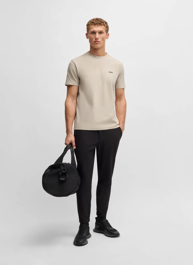 BOSS Regular-fit T-shirt in stretch cotton with contrast logo