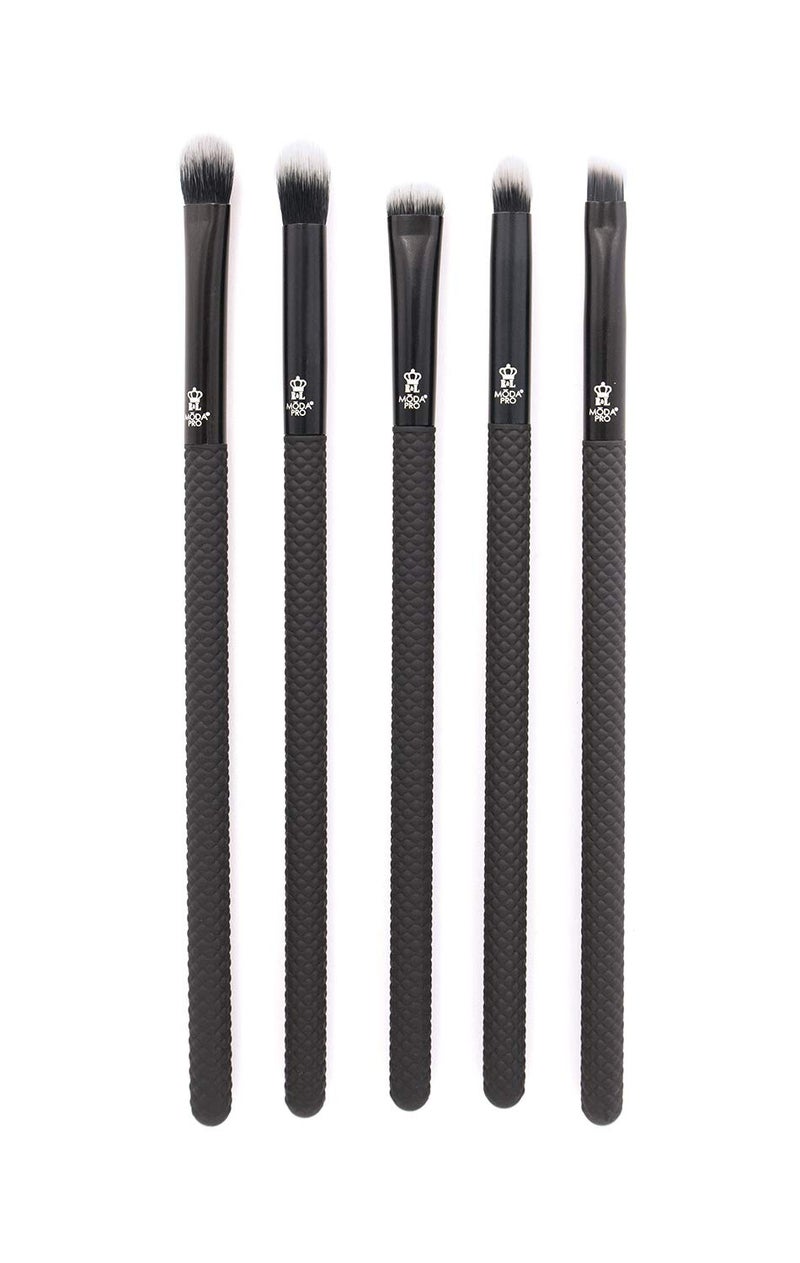 MODA Pro 5pc Deluxe Eye Makeup Brush Kit, Includes - Shader, Crease, Detail, Smudger, and Liner Brushes (Black) - Image 1