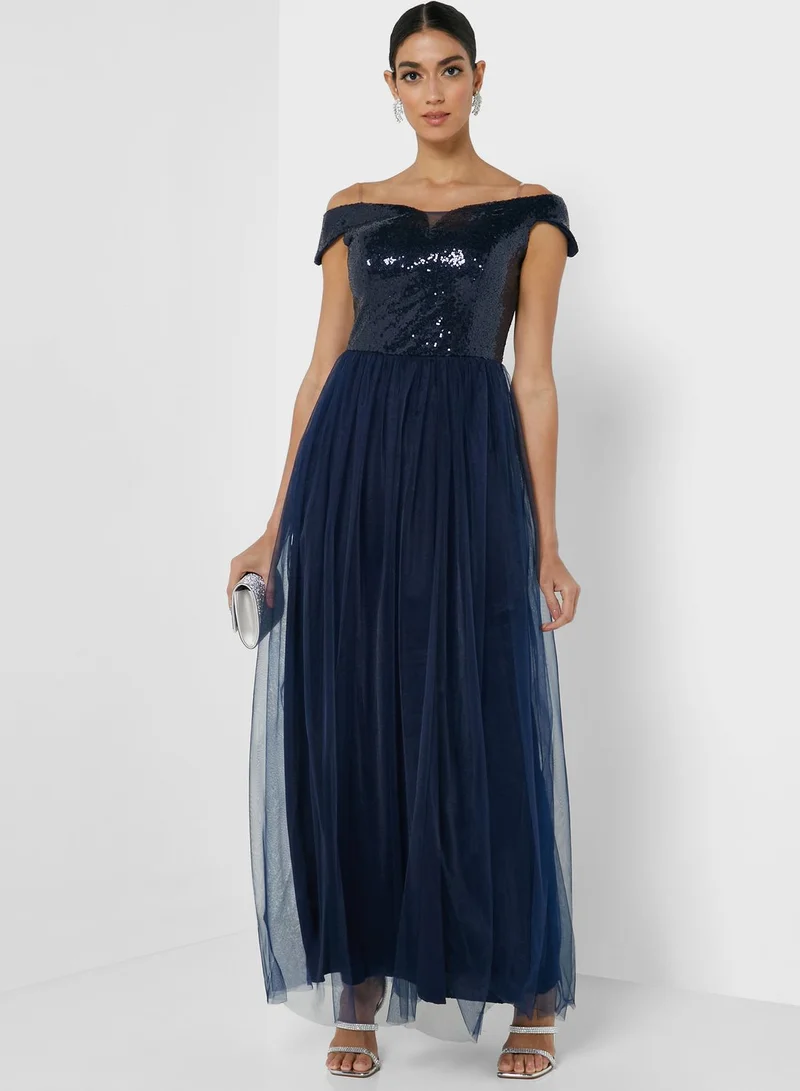 Ella Limited Edition Off-Shoulder Shimmer Detail Dress