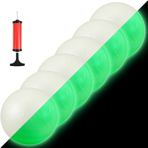 HI-BOOM Hiboom 1 Pcs Glow in The Dark Kickballs Dodgeballs Light up Playground Bouncy Balls with Pump for Adults Playground Backyard Outdoor Glow in The Dark Activities 10 Inch - Image 1