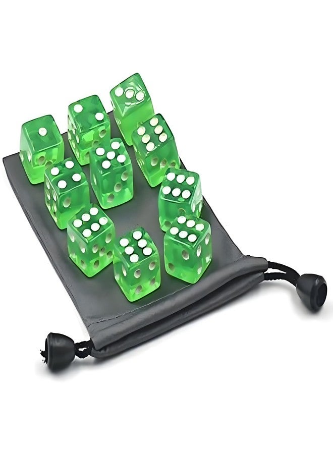 Zenarao 10 Pcs Green 6-Sided Dice Set | 19mm Bulk Board Game Dice, Math Learning and Classroom Standard Dotted Game Dice - Image 1