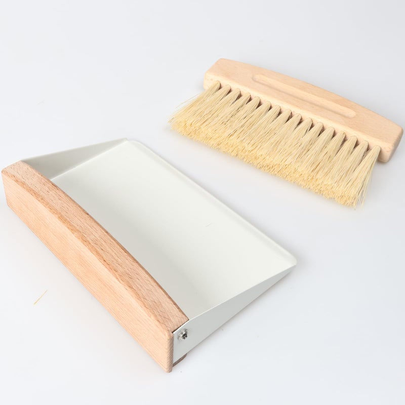 Nokiils Mini Dustpan And Brush Set  Small Beechwood Broom And Dust Pan Set  Portable Cleaning Brush And Dustpan Combo With Natural Sisal - Image 1