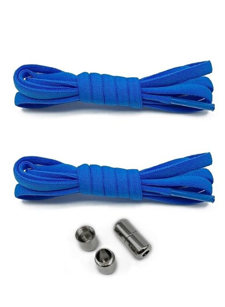 Mi techo No Tie Shoe Laces Blue with Metal Capsules For Men's and Women's Suitable for  Flat Shoe, Sneakers, Work Boot and All type - Image 1