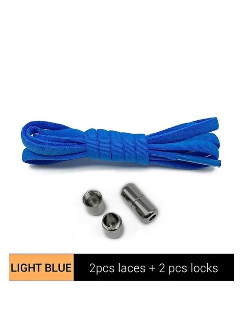 Mi techo No Tie Shoe Laces Blue with Metal Capsules For Men's and Women's Suitable for  Flat Shoe, Sneakers, Work Boot and All type - Image 4