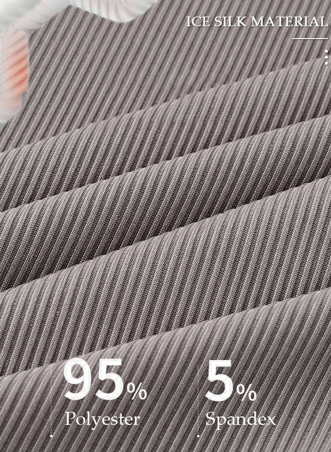 DUNISO Men's Pajamas Set Short Sleeve Summer Relaxed Pajamas Round Neck High Elastic Breathable Thin Pajamas Set - Image 4