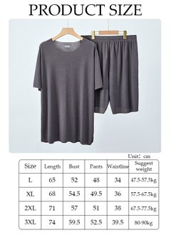 DUNISO Men's Pajamas Set Short Sleeve Summer Relaxed Pajamas Round Neck High Elastic Breathable Thin Pajamas Set  - Image 4