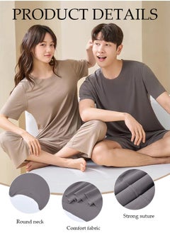 DUNISO Men's Pajamas Set Short Sleeve Summer Relaxed Pajamas Round Neck High Elastic Breathable Thin Pajamas Set  - Image 5