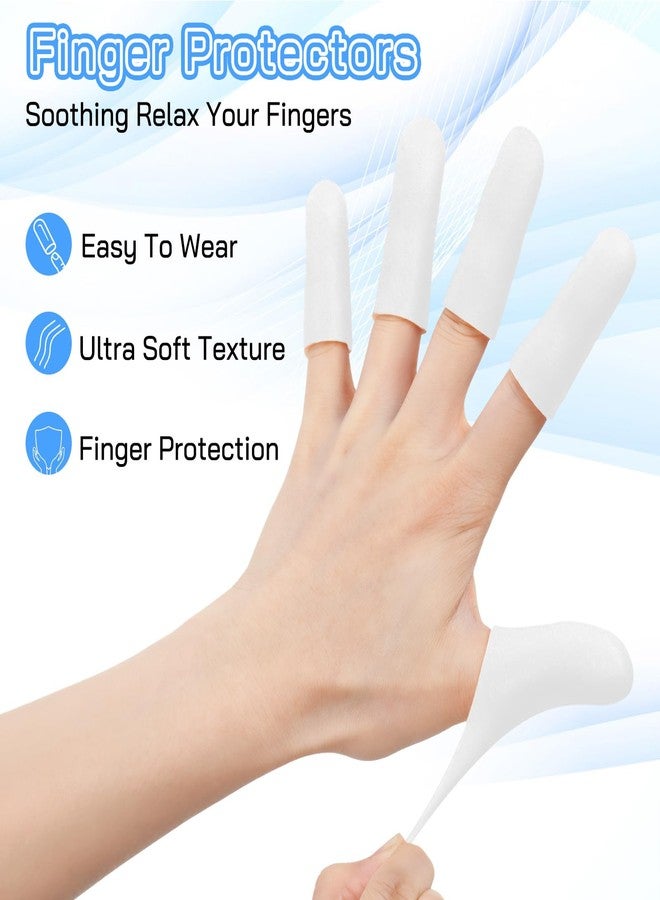 Matwsec 20 Pcs Gel Finger Cots, Silicone Finger Protectors, Reusable Fingertip Bandages, Soft Finger Sleeve, High Elastic Finger Covers for Wounds Cracked Skin Blisters Calluses (White - Image 5