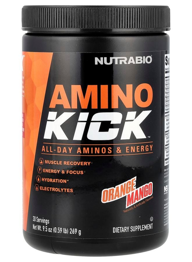 NutraBio Amino Kick™ Orange Mango 9.5 oz (269 g) - Image 1