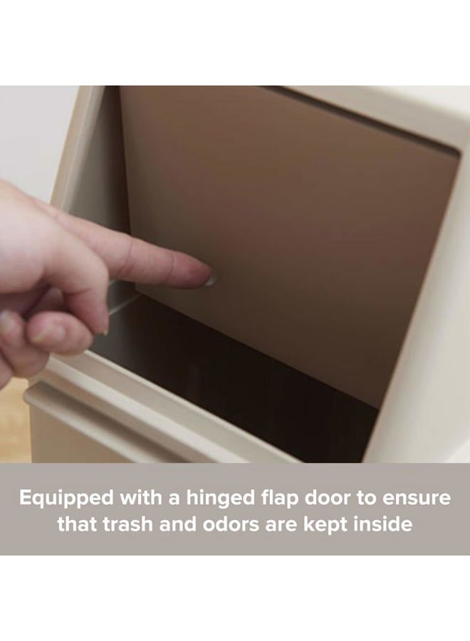 Primo Supply Large Capacity (30L) - 8 Gallon Trash Can w/Hinged Flap Cover - 11.8" x 7.5" x 24.6" Slim Trash Can with Lid - Indoor/Outdoor Swing Door Waste Basket - Tall & Narrow Trash Bin in Sand - 30L/8 Gal - Image 4