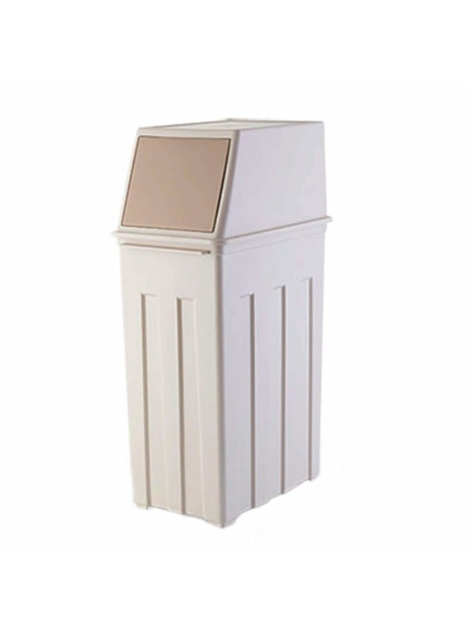 Primo Supply Large Capacity (30L) - 8 Gallon Trash Can w/Hinged Flap Cover - 11.8" x 7.5" x 24.6" Slim Trash Can with Lid - Indoor/Outdoor Swing Door Waste Basket - Tall & Narrow Trash Bin in Sand - 30L/8 Gal - Image 1