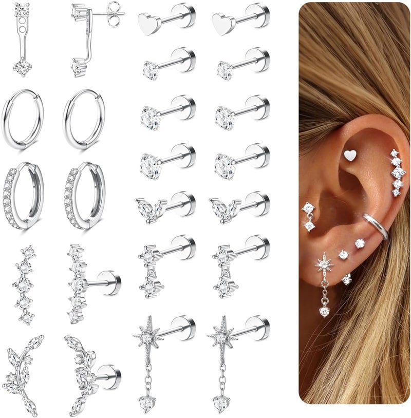 LOLIAS Hypoallergenic Flat Back Earrings - Surgical Steel Earring Stacks for Sensitive Ears - Image 1