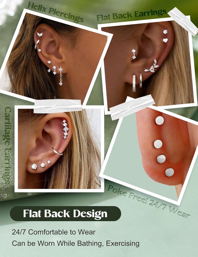 LOLIAS Hypoallergenic Flat Back Earrings - Surgical Steel Earring Stacks for Sensitive Ears - Image 2