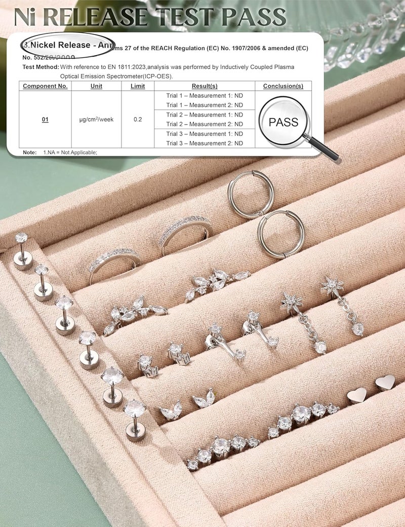 LOLIAS Hypoallergenic Flat Back Earrings - Surgical Steel Earring Stacks for Sensitive Ears - Image 5