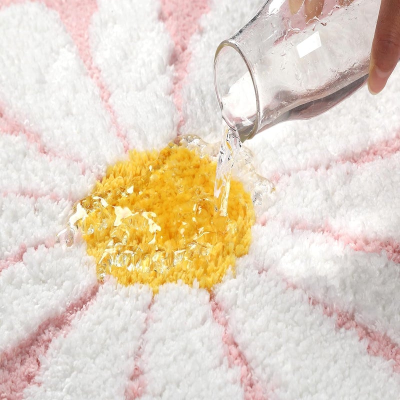 AAZEEM سجاد حمام غير قابل للانزلاق بتصميم تجريدي سجادة لطيفة قابلة للغسل لحمام| سجادة مستطيلة للباب للمنزل | غرفة المعيشة | سهلة التنظيف سجادة داخلية وخارجية | وردي  - Image 4