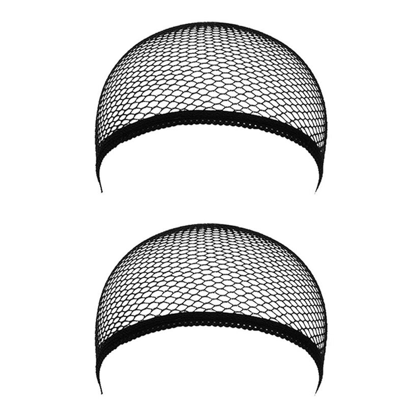 Black Hair Wig Weaving Stretchable Net Mesh Fishnet Elastic Snood Cap2pcs