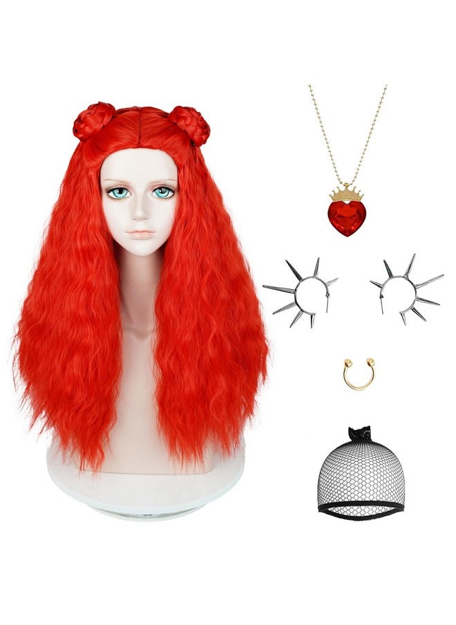 Probeauty Probeauty Long Red Curly Wig for Women, Princess Red Movie Costume Wig with Necklace for Halloween Cosplay Party（Suitable for ages 13 and up）  - Image 1