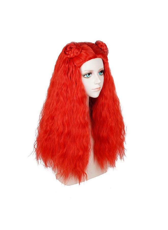 Probeauty Probeauty Long Red Curly Wig for Women, Princess Red Movie Costume Wig with Necklace for Halloween Cosplay Party（Suitable for ages 13 and up）  - Image 3