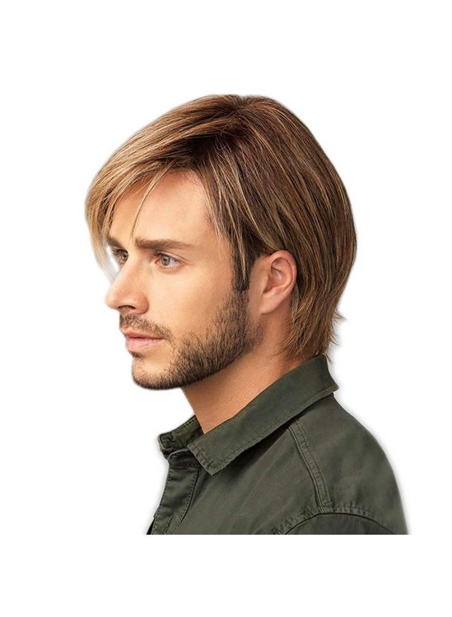 STfantasy Men Short Ombre Brown Mens Wigs Straight Layered Wavy Mens Wig For Malehalloween Cosplay Anime Party For Dad Hair - Image 2
