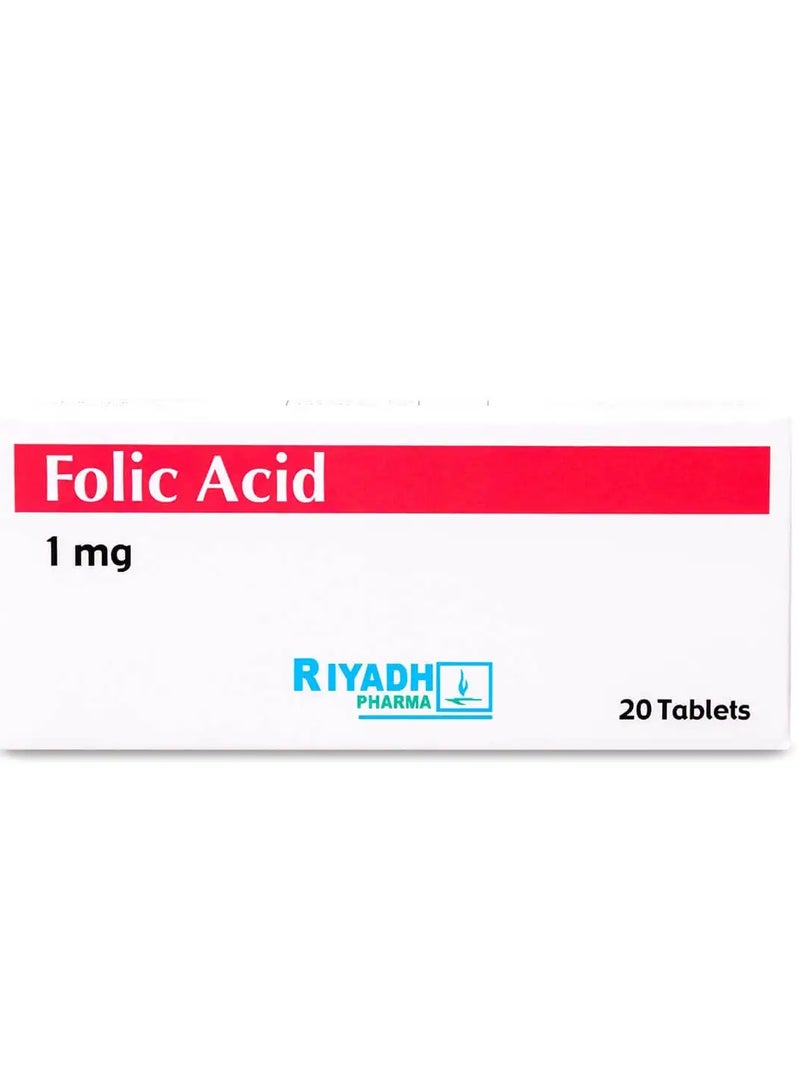 RIYADH PHARMA Folic Acid 1 mg 20 Tablets  - Image 2