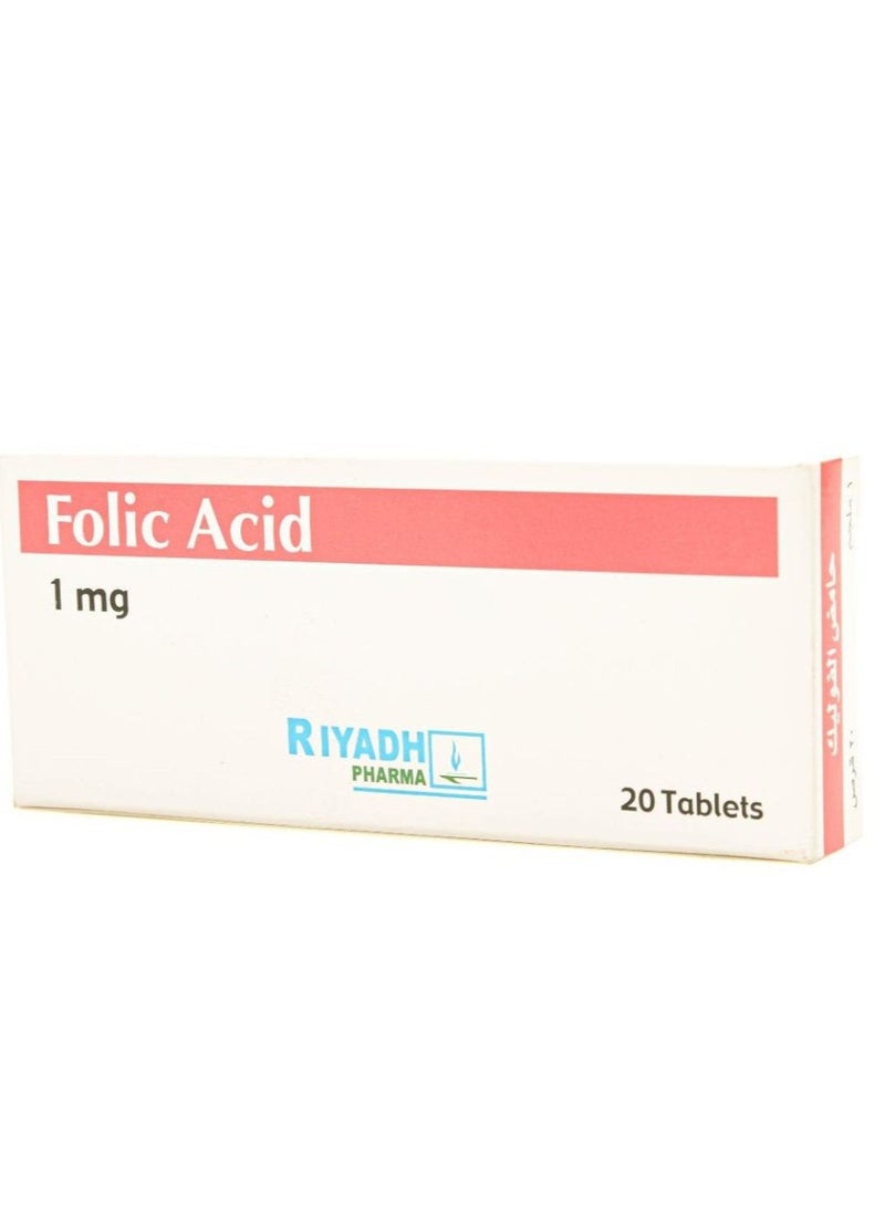 RIYADH PHARMA Folic Acid 1 mg 20 Tablets  - Image 3