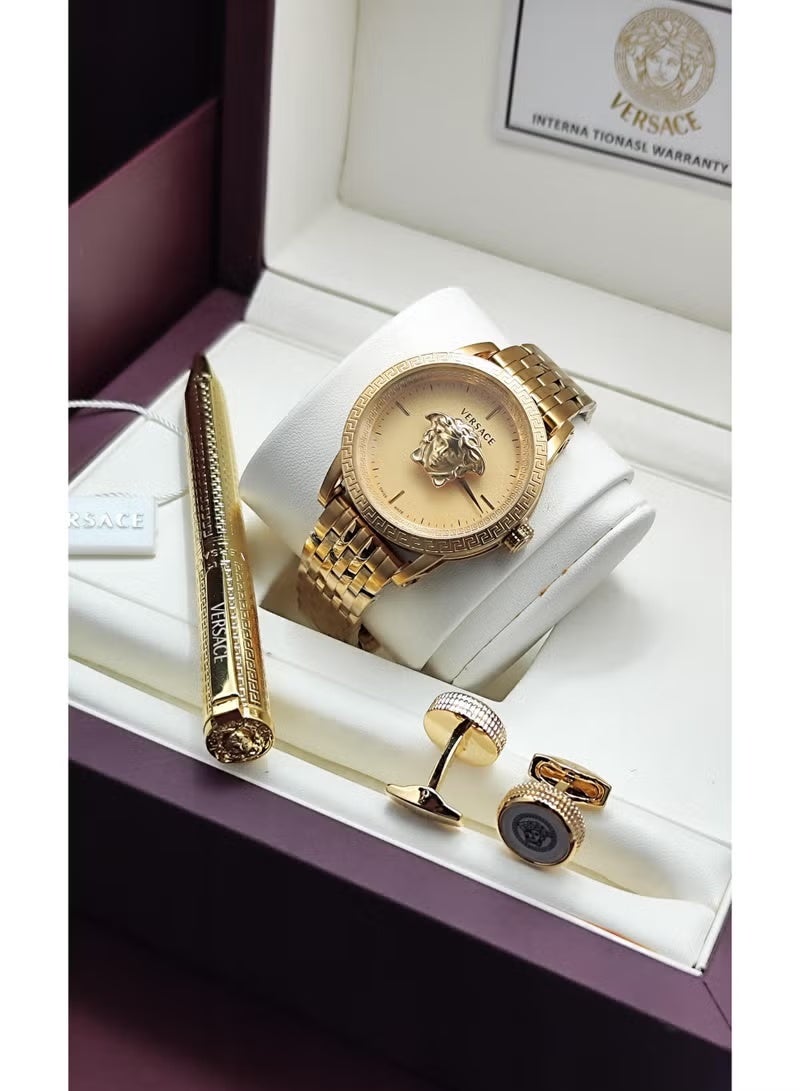 Versace men's set, watch, pen, first-class stainless steel, brand card, luxurious box